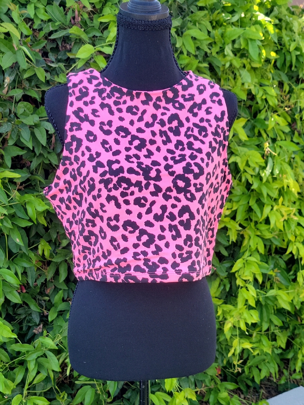 Vibrant Pink Animal Print Crop Tank Top XL